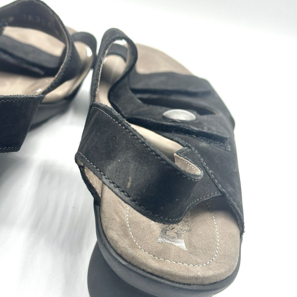 Mephisto Prudy Women's Black Wedge Heel Sandals EU Size 42 US Size 12 Suede - Picture 10 of 16